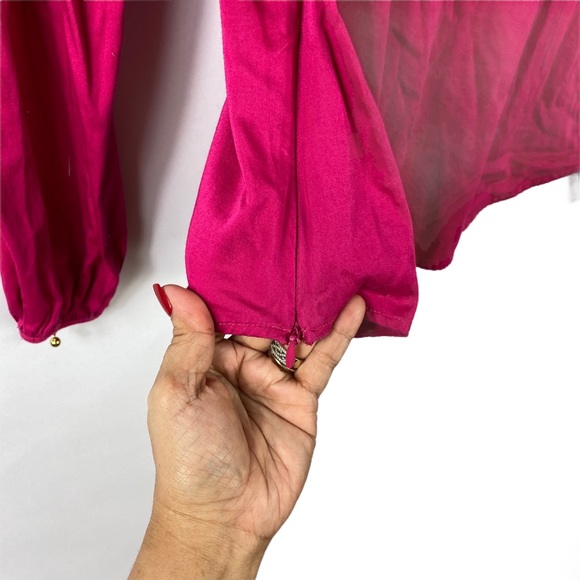 Elizabeth MckAy Cute Red Blouse Ruffle VNeck Office Career Long Sleeve Size 4 - Picture 3 of 9